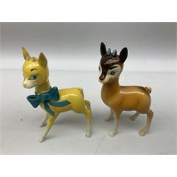 Collection of Beswick figures to include Beatrix Potter Squirrel Nutkin, Jemima Puddleduck, Spike and Tyke, Tom and Jerry, both boxed and with certificates, Chamois 1551 and Babycham 1615a (a/f) Beswick Ware Royal Douton Peter Rabbit and Benjamin Bunny, with certificate
(9)
