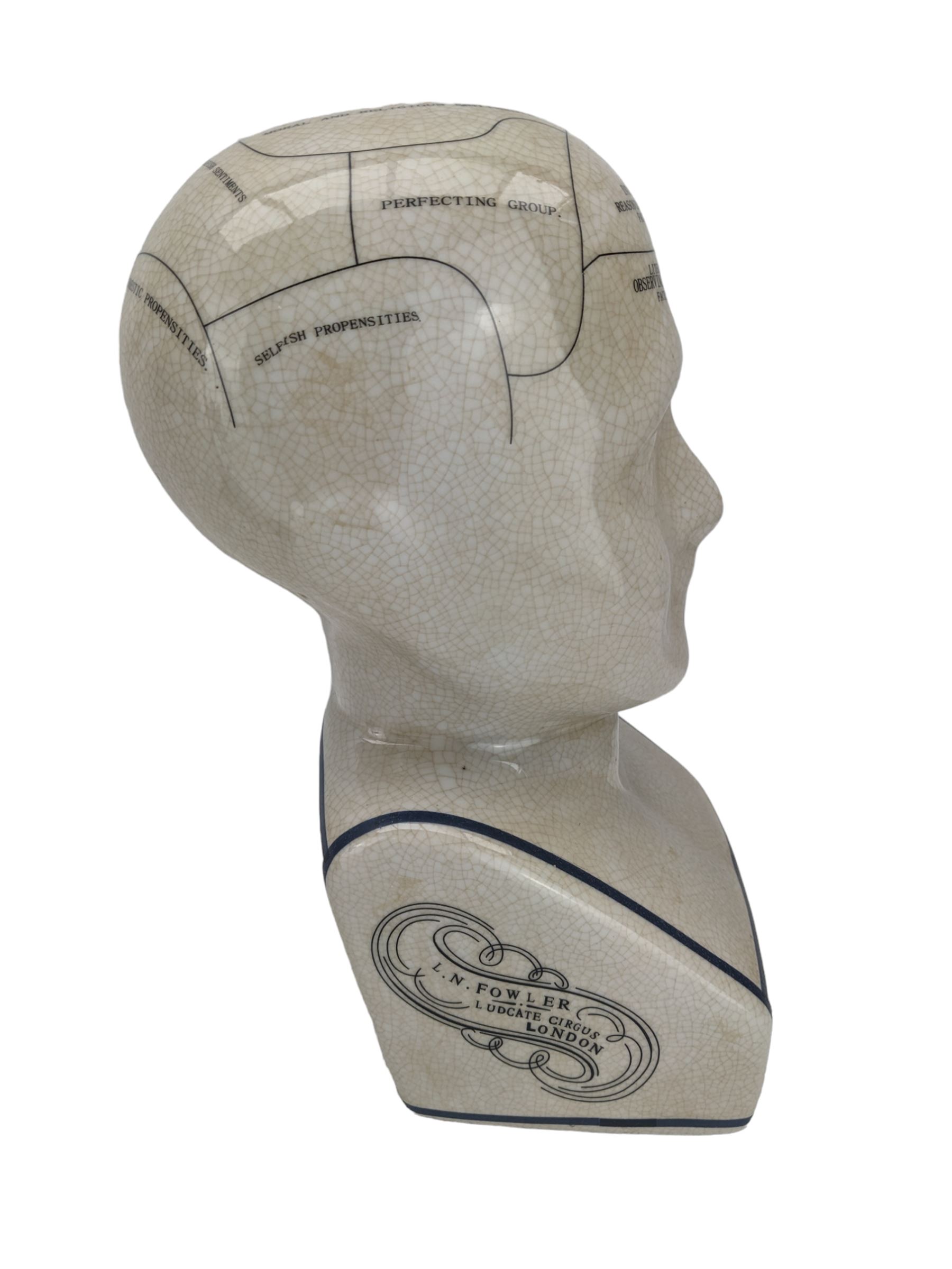 Ceramic Phrenology bust after L.N. Fowler, with crackle glaze finish, H29cm