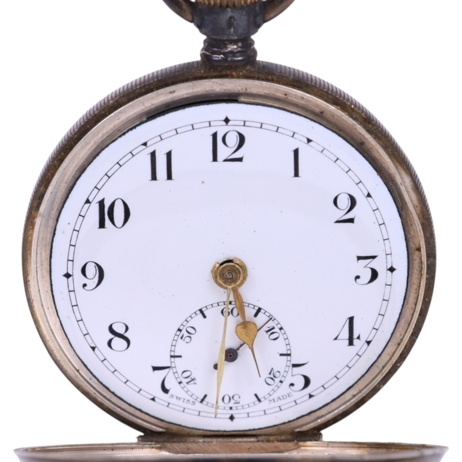 Continental silver ladies fob watch with silvered dial, stamped 800, on Albertina together with a silver cased open faced pocket watch, with silver import marks