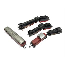 Marklin mini-club 'Z' gauge - DB Diesel Co-Co type locomotive; DB 0-6-0 Rangierlok type shuttle locomotive probably no.8864; and another DB 0-6-0 locomotive probably no.8800; together with an unmarked DB 4-6-2 tender locomotive and DB 2-6-0 tender locomotive; all unboxed (5)