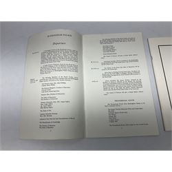 Queen's Silver Jubilee order of service for 'Ceremonial a thanks giving service at St Paul's Cathedral' and Westminster Abbey order of service for 'Funeral of Her Majesty Queen Elizabeth The Queen Mother'