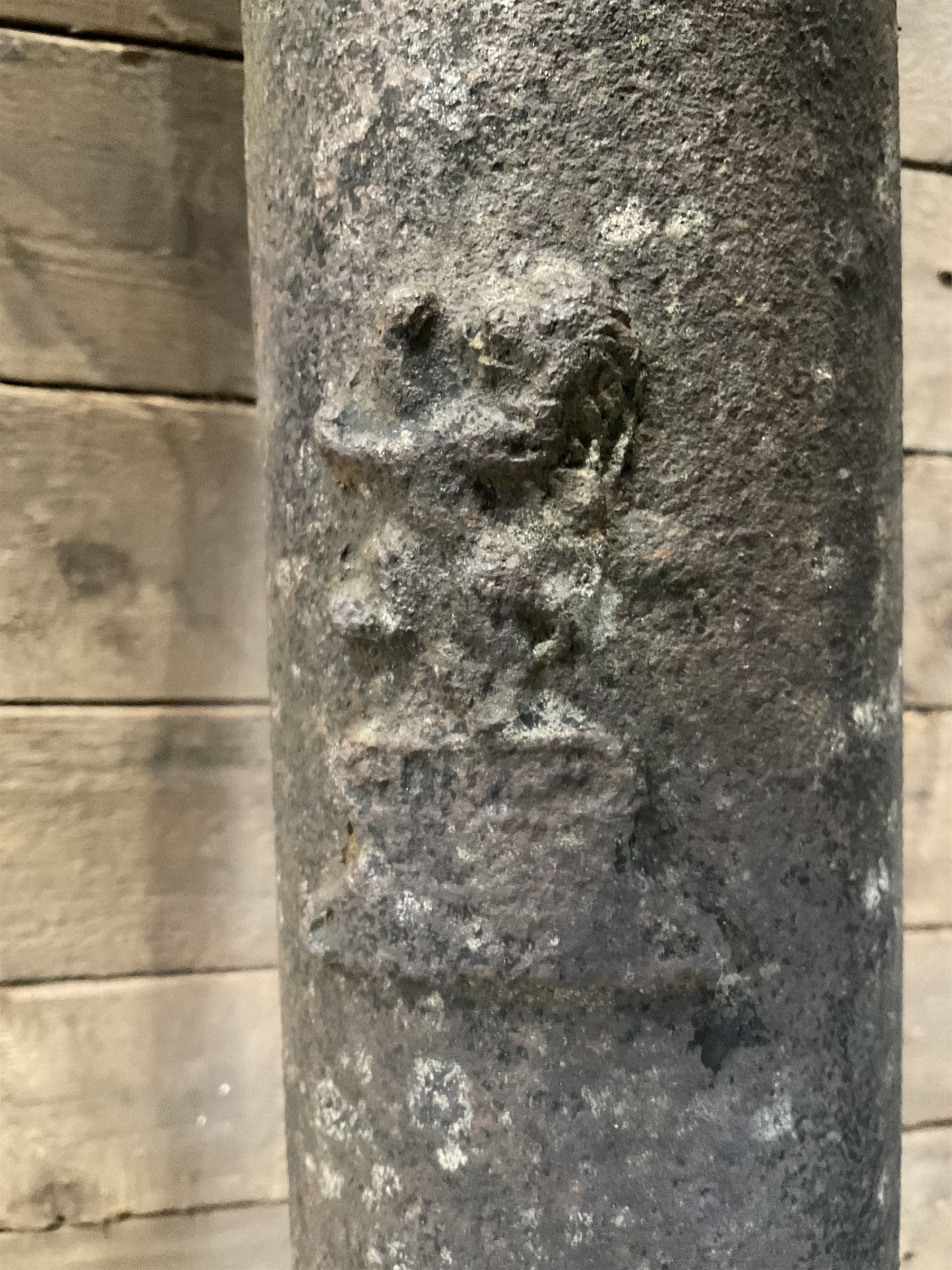 19th century cast iron water pump, lion crest with registration mark