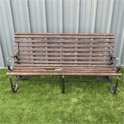 Metal and wood slatted garden bench - THIS LOT IS TO BE COLLECTED BY APPOINTMENT FROM DUGGLEBY STORAGE, GREAT HILL, EASTFIELD, SCARBOROUGH, YO11 3TX