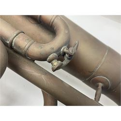 Early 20th century French Jerome Thibouville-Lamy Class B brass 4-valve euphonium for restoration or display L59cm