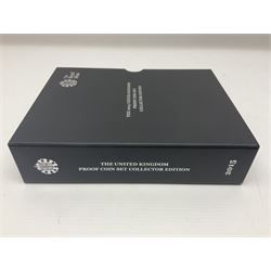 The Royal Mint United Kingdom 2015 proof coin set collector edition, cased with certificate