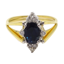  Gold sapphire and diamond/diamond reversible flipover ring unmarked (14 or 18ct) 5gm  