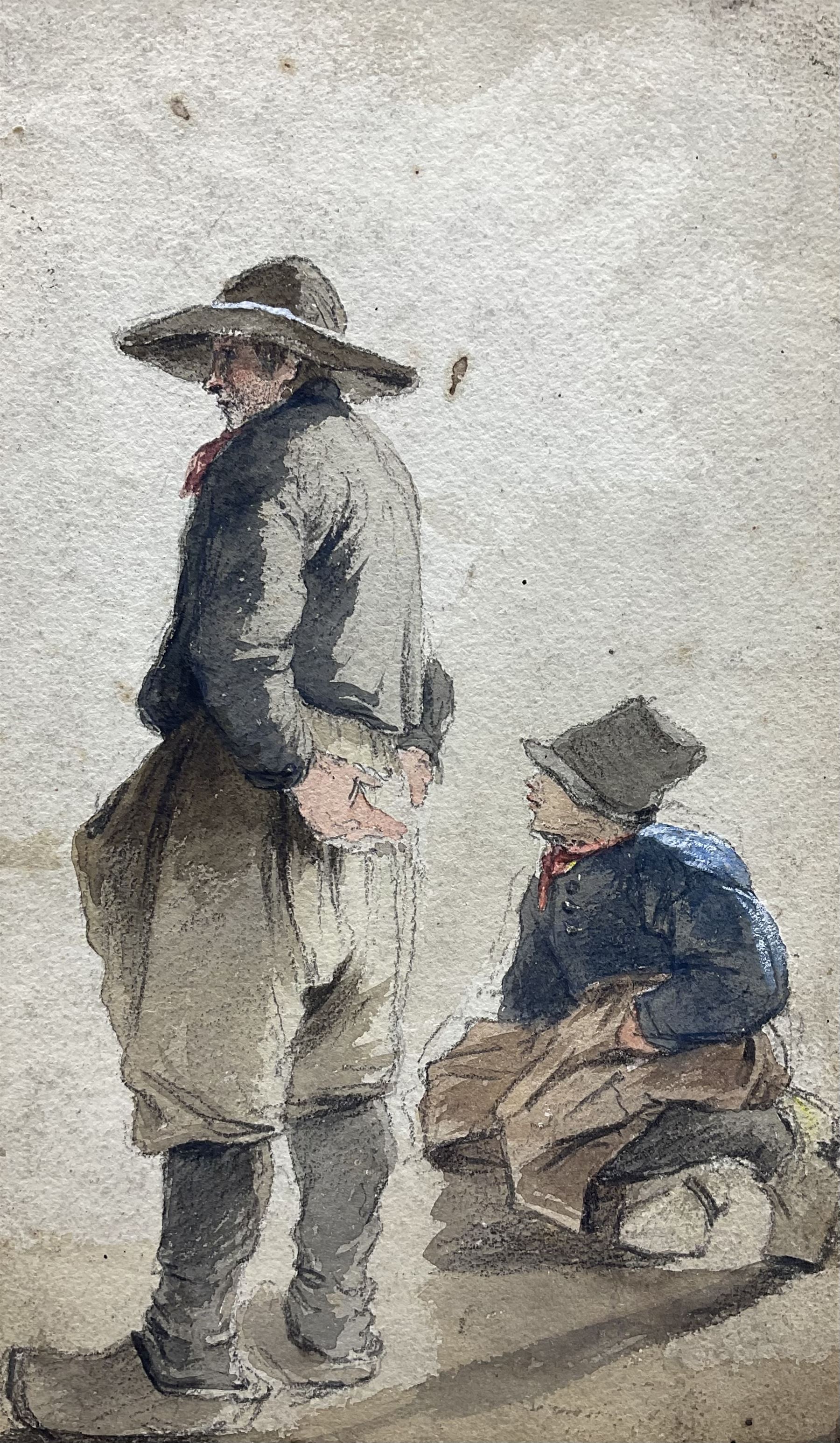Dudley Hardy ROI RBA (British 1867-1922): Dutch Fisherfolk, watercolour unsigned 29cm x 17cm (unframed)