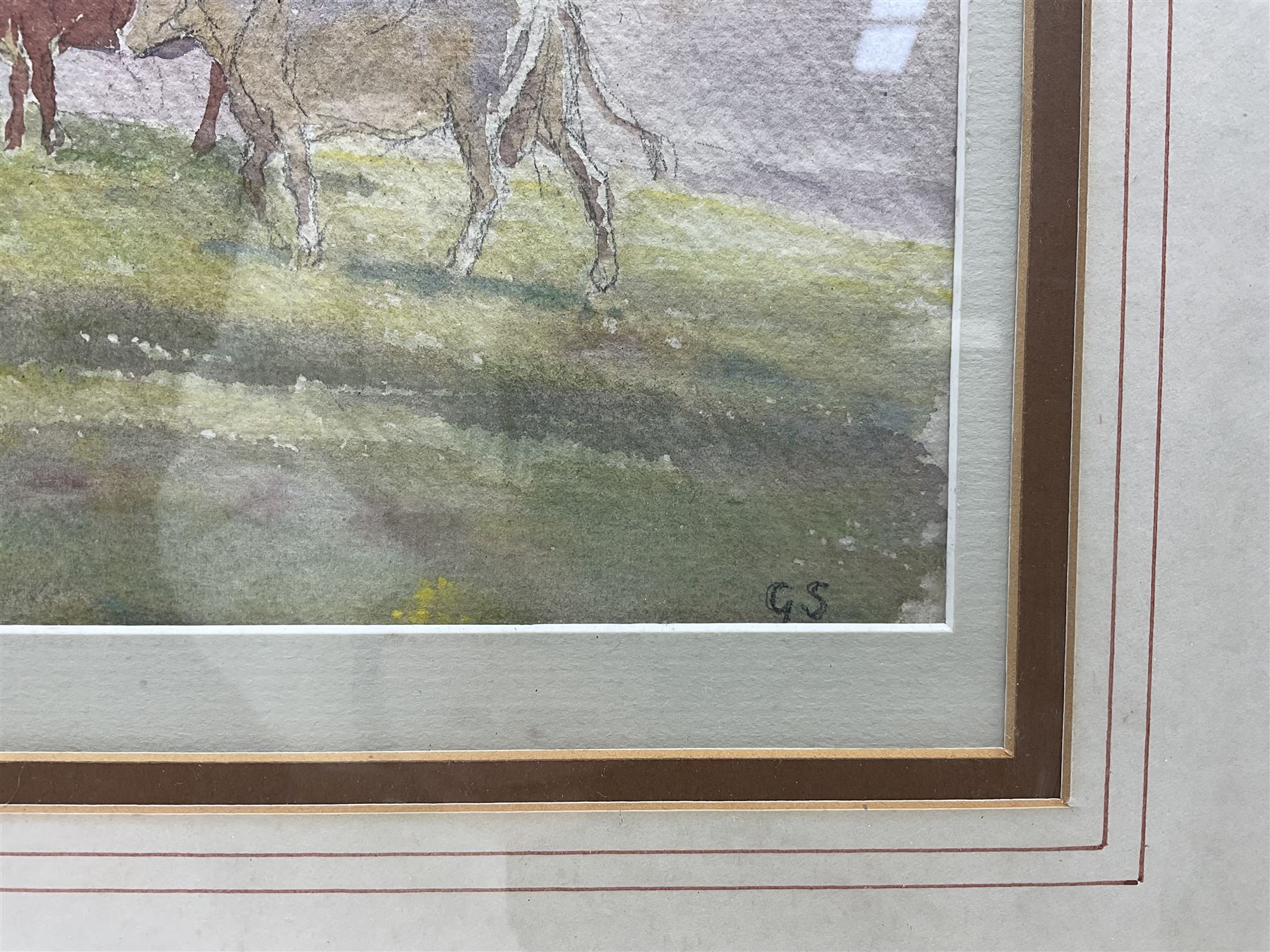 George Soper (British 1870-1942): Feeding the Cattle from the Wagon, watercolour signed with initials 25cm x 36cm
Provenance: from the Estate of George and Eileen Soper sale, Bonhams, 1992, stamped beneath mount verso.