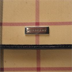 Burberry - Nova Check Wallet, in beige ground check canvas with black leather trim, of folding form with press-stud fastening and fitted interior