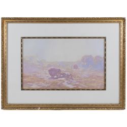 John Baragwanath King (British 1864-1939): River Landscape and Hay Making, pair watercolours signed 27cm x 44cm (2)