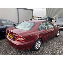 2004 Mercedes C Class C180 Komp. Classic SE Automatic. 4 door Saloon, 1.8 litre petrol, 2 keys, metallic red, v5 present. Full Service History, New battery fitted. 37,579 miles. Selling on behalf of the executors of a local estate.

Alternative buyers premium rate applies of 10% + VAT. - THIS LOT IS TO BE COLLECTED BY APPOINTMENT FROM DUGGLEBY STORAGE, GREAT HILL, EASTFIELD, SCARBOROUGH, YO11 3TX