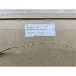 Richard Robjent (British 1937-): 'King Fisher and Flag', watercolour signed, titled and dated 2002 verso 17cm x 25cm 