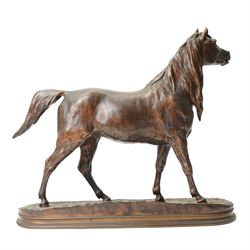 After Pierre-Jules Mene (French 1810-1879): The Norman Mare, bronze figure on a stepped oval base, signed, H42cm W50cm
