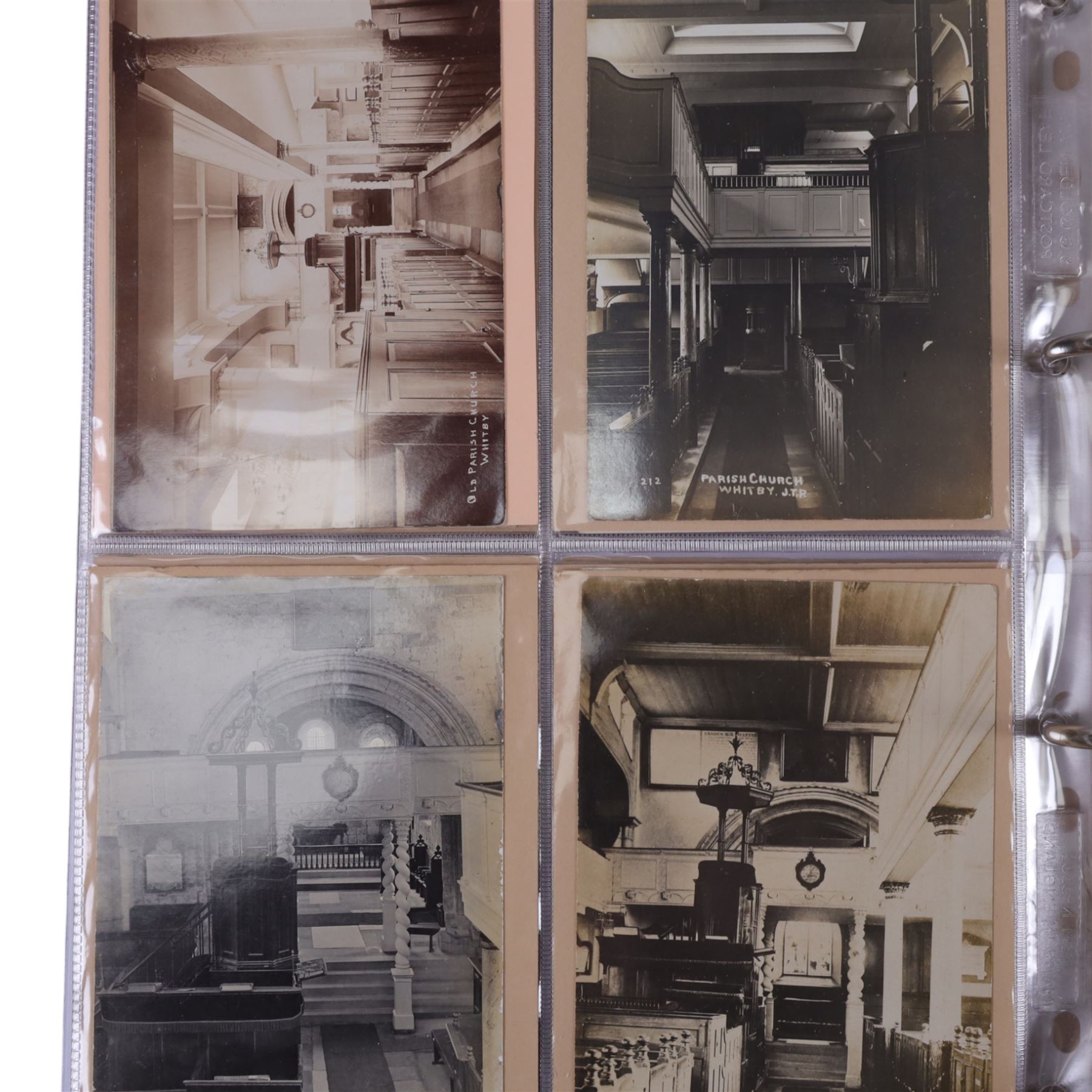 Five-hundred and thirty one late 19th and early 20th century real photographic postcards produced by J.T.Ross, depicting  daily life, village scenes, landmarks and street views of Whitby, the surrounding villages and South Teeside, including fifty-two modern copies, all housed within three postcard albums and accompanied by four copies of Ross, Photographer, Whitby 'The Life and Work of a Yorkshire Artist' by Colin Bullamore which provides a detailed overview of his life and work