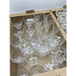 A quantity of drinking glasses, to include set of six modern rummers, thirteen hock glasses, etc. 