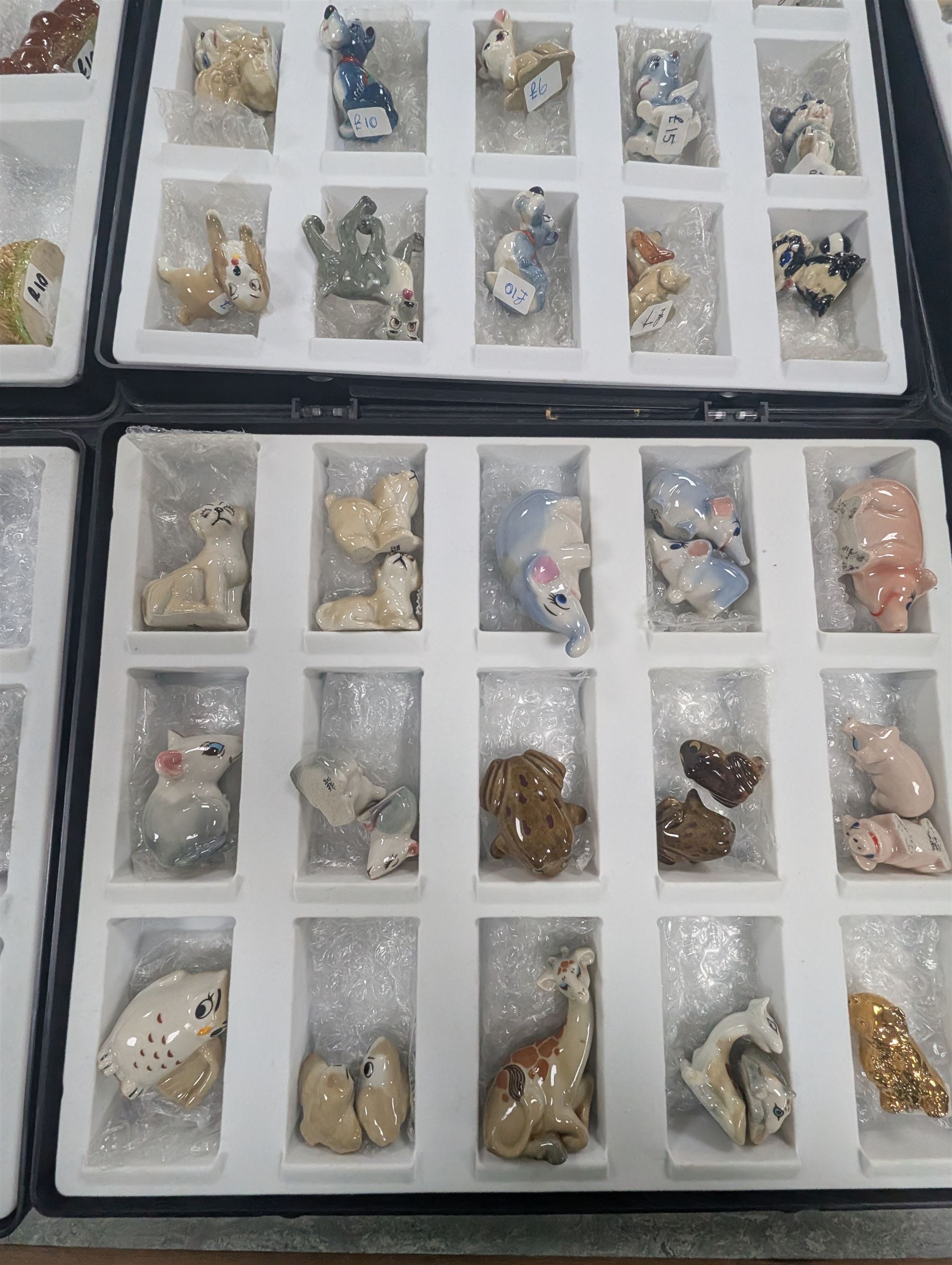 Large collection of Wade Whimsies, including Happy Family, Water Life, KP Friars, Whoppahs, etc