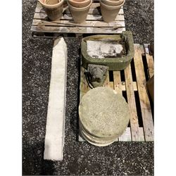 Terracotta garden pots, stone stepping stones, trough, rabbit figure and stone lintel - THIS LOT IS TO BE COLLECTED BY APPOINTMENT FROM DUGGLEBY STORAGE, GREAT HILL, EASTFIELD, SCARBOROUGH, YO11 3TX