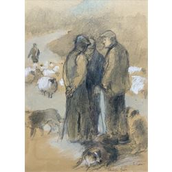 Tom Carr (British 1912-1977): 'Sheep Fair', watercolour heightened with white signed and titled 28cm x 20cm