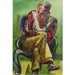  Freek van den Berg (Dutch 1918-2000): Portrait of a Man seated in a Chair, watercolour with Artist's studio blindstamp unsigned 52cm x 36cm  DDS - Artist's resale rights may apply to this lot   