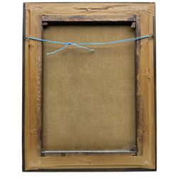 Anton Hölperl (Czech/Austrian 1820-1888): Girls Spinning, Embroidering and Grinding Coffee in Traditional Gowns, set three oils on canvas signed and dated 1863, 57cm x 43cm (3)