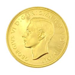 King George VI 1937 gold proof four coin set, comprising half sovereign, sovereign, two pounds and five pounds, in Royal Mint dated case