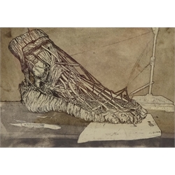  Brian Holmes (British 1933-2009): limited edition anatomical etching 'Foot Dissection' dated 1977, 30cm x 22cm   