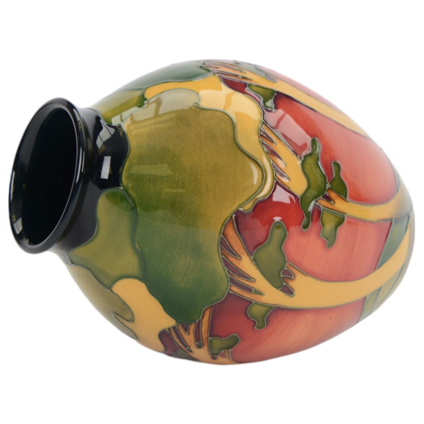 Moorcroft vase in Shepherds Delight pattern by Emma Bossons, of baluster form, with printed mark beneath, in original box, H13cm 