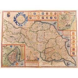John Speed (British 1552-1629): 'The North and East Ridings of Yorkshire', engraved map wi...