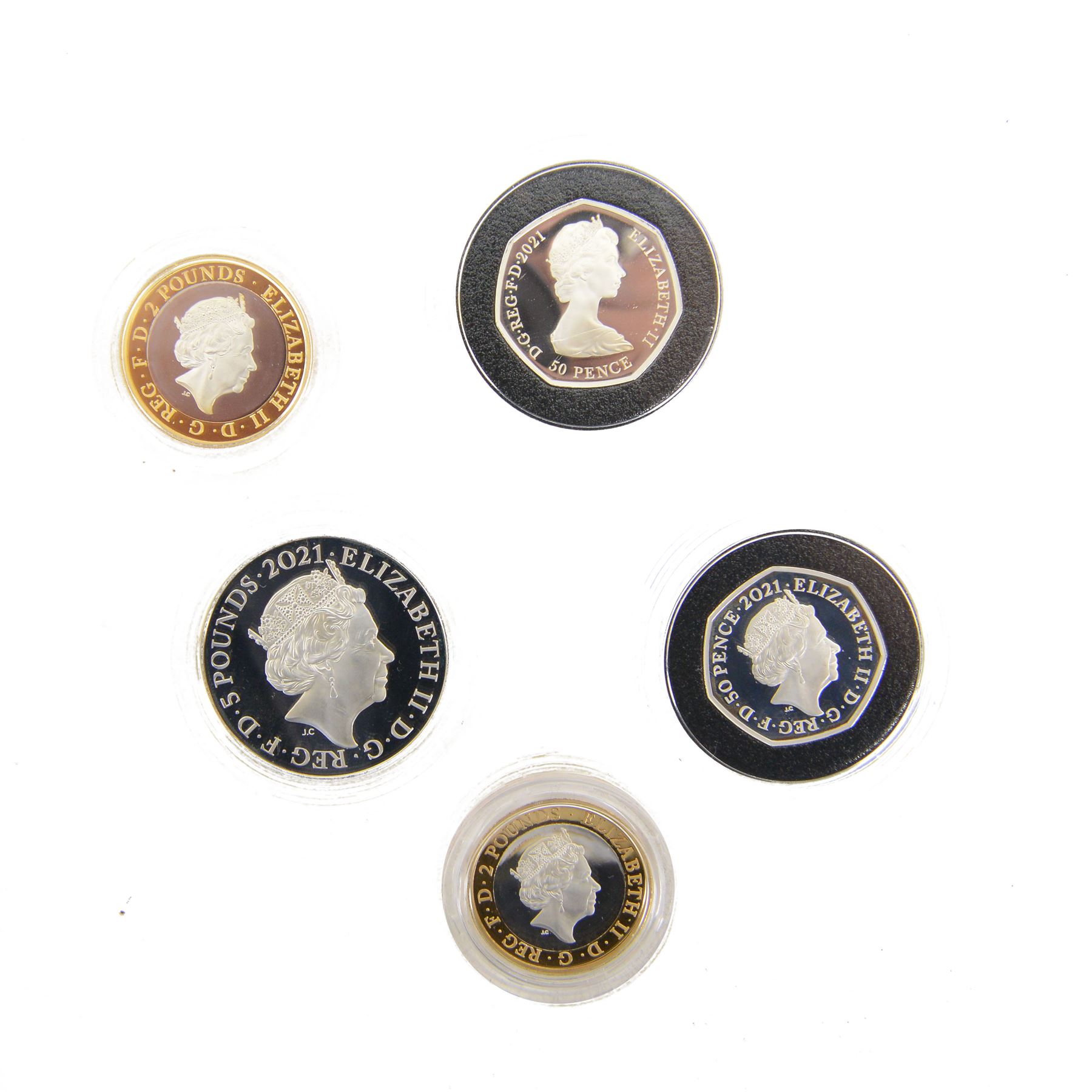 The Royal Mint United Kingdom 2021 'Making History' silver proof piedfort five coin set, cased and boxed with certificate