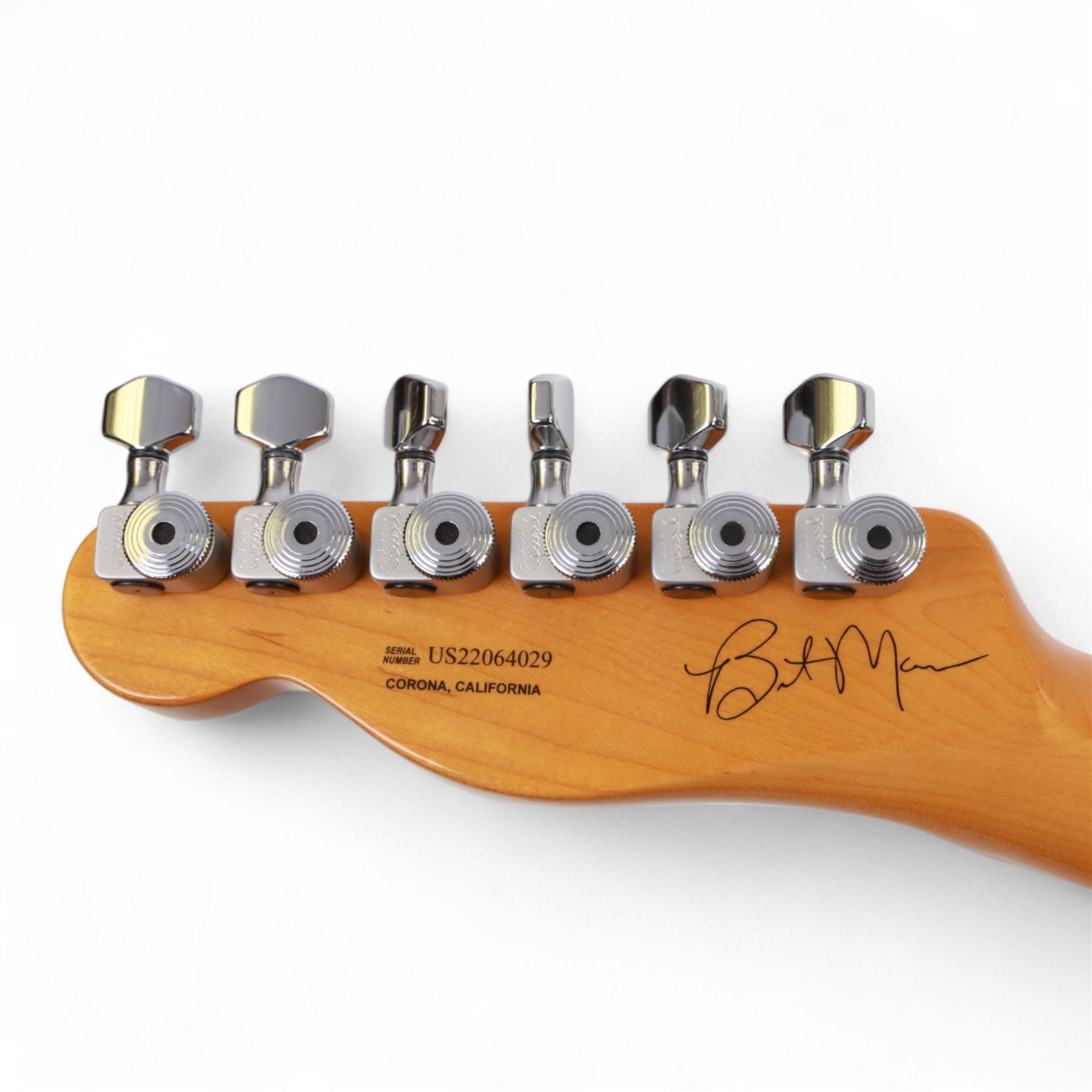 Fender Stories Collection Brent Mason Telecaster electric guitar in primer grey with maple neck and finger board with convertible Glaser Bender, made in Corona California, serial no. US22064029, contained within a G&G Fender hard case with orange interior, guitar L97.5cm