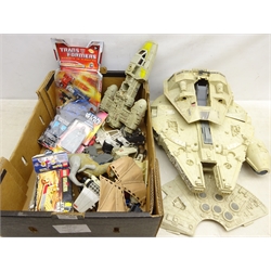  Star Wars Lego System Landspeeder, Star Wars Darth Vador boxed figure, Millennium Falcon and other figures in one box  