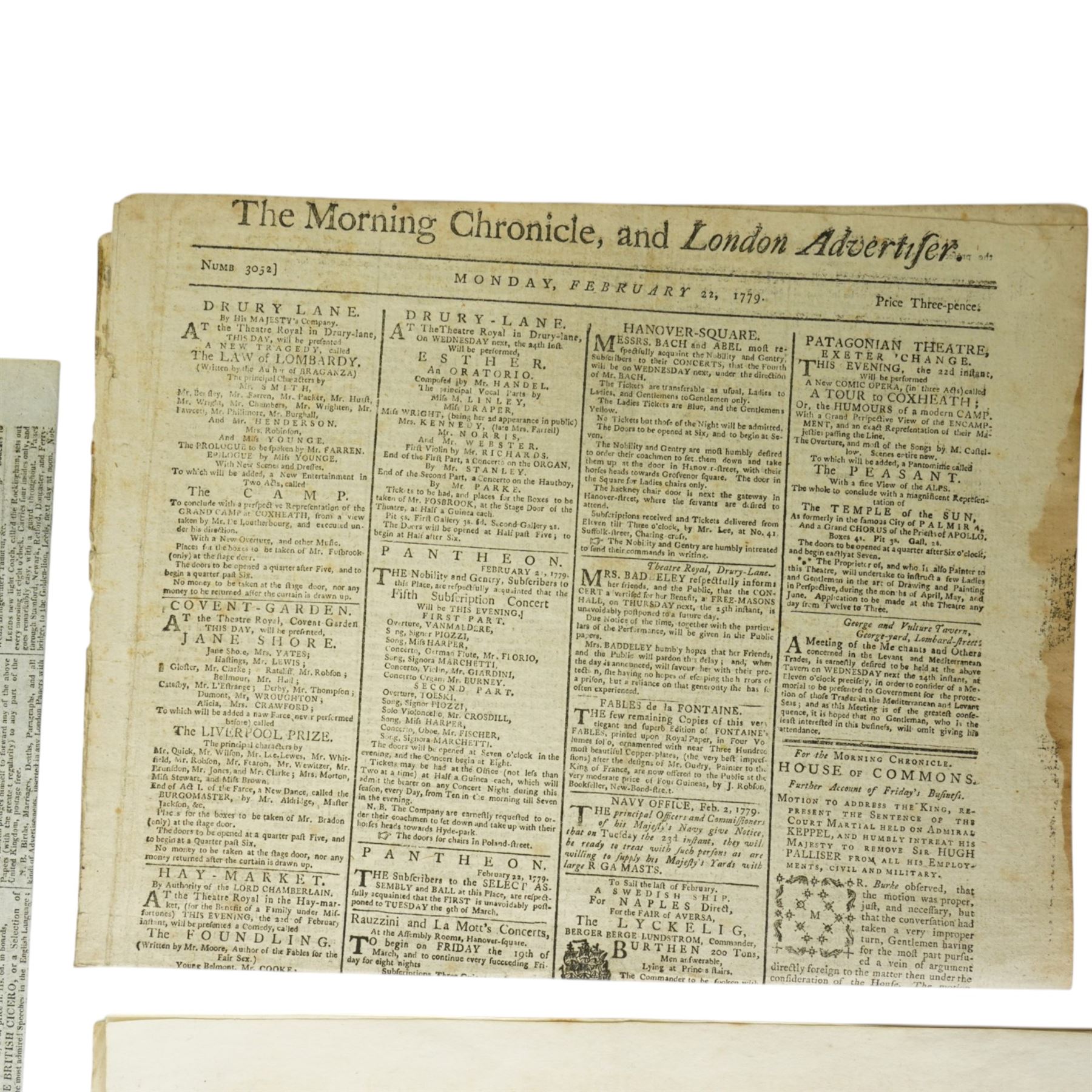 Collection of 18th and 19th century newspapers including Kentish Gazette 1773, five copies of The London Chronicle 1758-1762, Morning Chronicle 1779 and various others and a copy of American Rail-Road Journal 1832 (21)