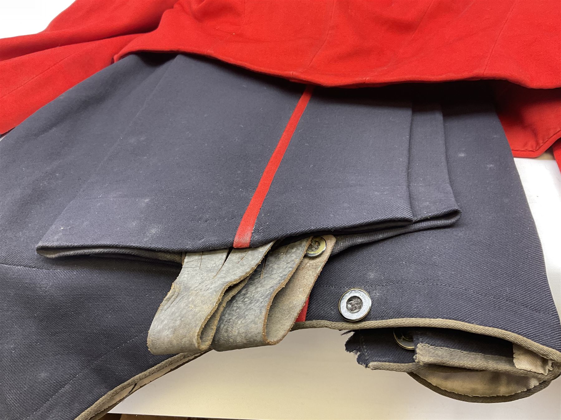 Royal Military College Sandhurst parade uniform with peaked cap and two-piece mess dress, all bearing historic manuscript labels for J.E.A. Baldwin, possibly Air Marshal Sir John Eustace Arthur Baldwin (1892-1975) who served in the British Army 1910-18 & 1944-58 and in the RAF 1918-44.
