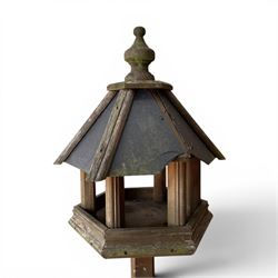 Timber and slate bird table