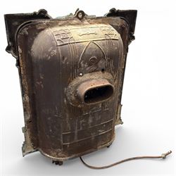 Art Nouveau French green enamelled cast iron stove by Deville & Cie