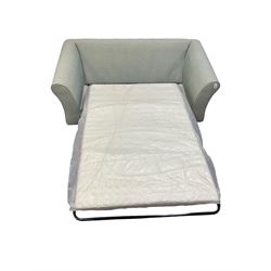 Marks & Spencer Home - two seat sofa bed, metal spring action, upholstered in light blue fabric