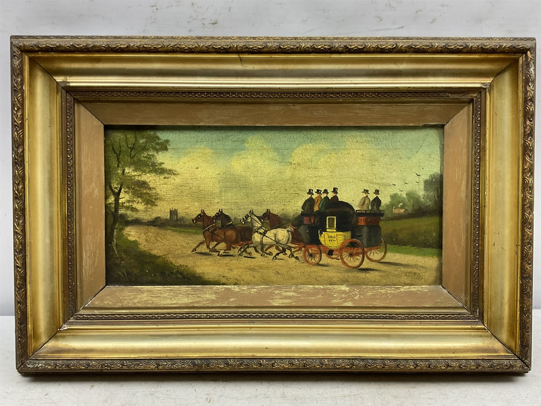 Philip Henry Rideout (British 1842-1920): Coaching Scenes, set of four oils on canvas signed 19cm x 40cm (one a/f) (4)