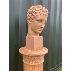Bust on pedestal, plaster, female portrait  - THIS LOT IS TO BE COLLECTED BY APPOINTMENT FROM DUGGLEBY STORAGE, GREAT HILL, EASTFIELD, SCARBOROUGH, YO11 3TX