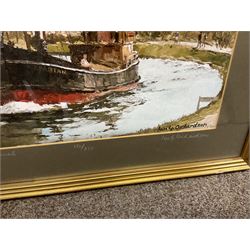 G A Townsend (British 20th century) 'The Trout Inn', watercolor signed and dated; M C W (British 20th century) The Wolds watercolor signed and dates, together with another watercolour and three landscape prints