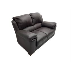 Rogers of York - pair two seat sofas, upholstered in soft brown leather