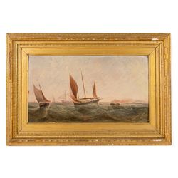 English School (19th century): Fishing Smack and other Shipping off the Coast, oil on board unsigned 19cm x 34.5cm