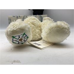 Steiff Special Edition Prince Charles black bear, with HRH coat of arms on foot and growler mechanism, with white tag ear label, in original box, together with Steiff 'Yorkshire Tyke' bear with rose on foot