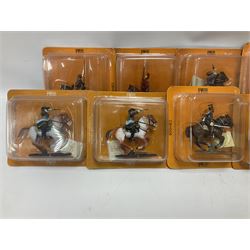 Nineteen Del Prado metal soldiers and one Cannon Barrel from periodical issues for Battle of Blenheim, Crimea, American Civil War etc; all in unopened blister packs, some duplicates