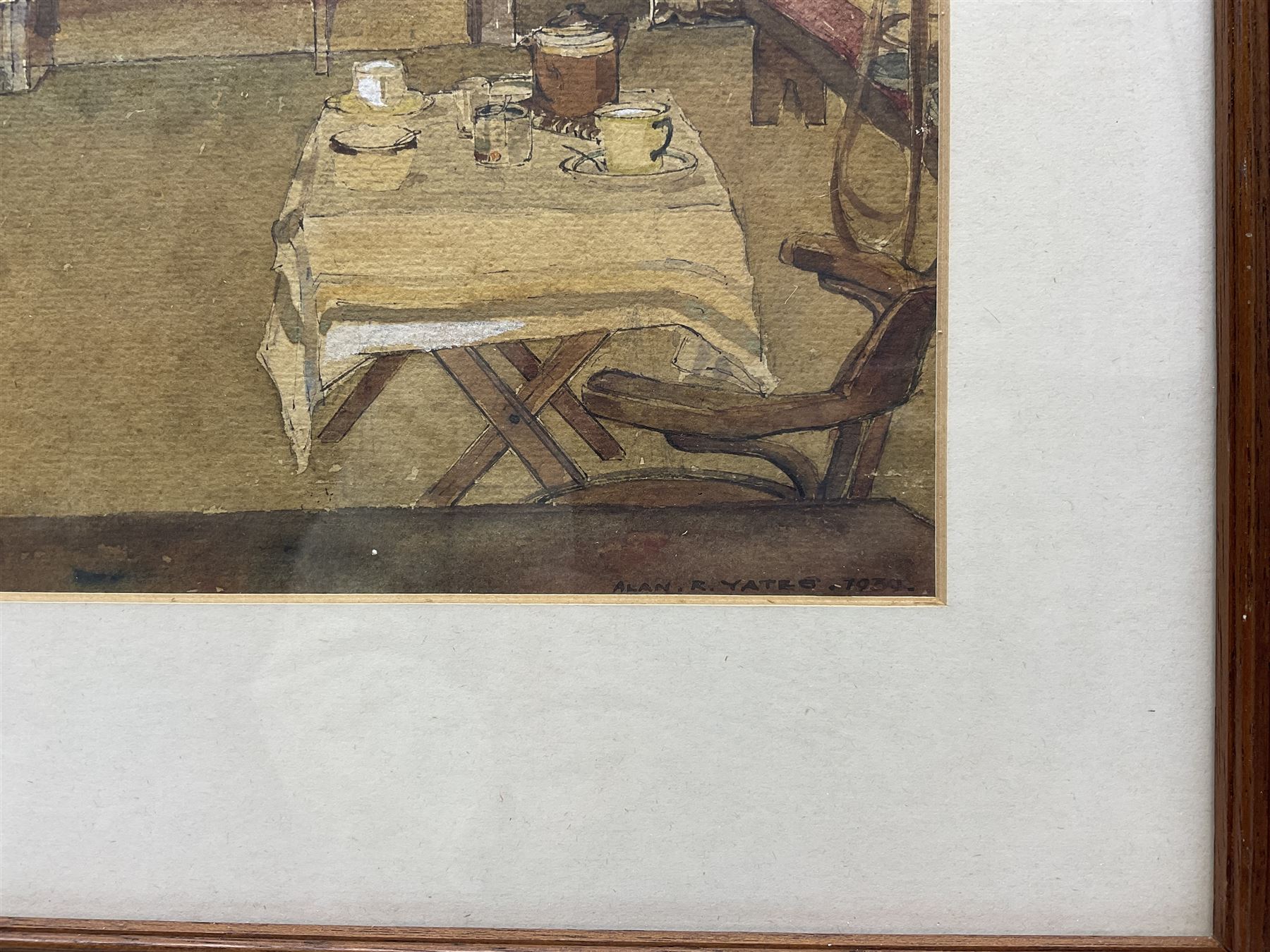 Alan R Yates (Hull 1898-1974): Interior Scene, watercolour signed and dated 1939, 25cm x 36cm 