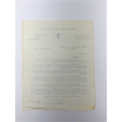 Beston Ernest W.: Peace. Prophecies Concerning The End of the War. The Predictions of the 'Prophets', with the author's comments May 1917. Presentation limited edition No.200 to Sergt. Instructor G. G. Manning with a typed letter signed by the author to Sgt. Manning on Birmingham Bachelor's Club notepaper. Pictorial front cover.
