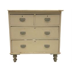 Victorian white painted pine chest, fitted with two short and two long drawers