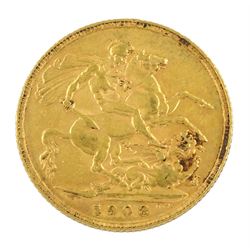 King Edward VII 1908 gold full sovereign coin