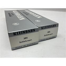 Kleinbahn HO gauge - thirteen passenger coaches - five 398 2.Klasse Eurofima Reisezugwagen; four OBB 387/1 D-Zugwagen; two 385 Schlafwagen; and two 370 Personenwagen 2 achsig; all boxed (13)