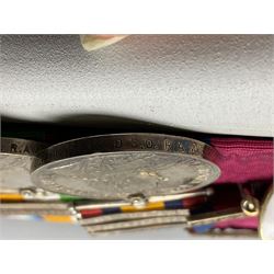 South Africa/WW1 Distinguished Service Order group of seven medals comprising D.S,O. with original ribbon bar and top bar slider, Queens South Africa Medal with three clasps for Defence of Kimberley, Orange Free State and Transvaal, Kings South Africa Medal with two clasps for South Africa 1901 & 1902 awarded to Capt. C.J. O'Gorman D.S.O. R.A.M.C., 1914-15 Star, British War Medal and Victory Medal with MID oak leaves awarded to Major (later Lt. Col.) C.J. O'Gorman D.S.O. R.A.M.C. and Kimberley Star 1899-1900; together with copies of research and biographical material