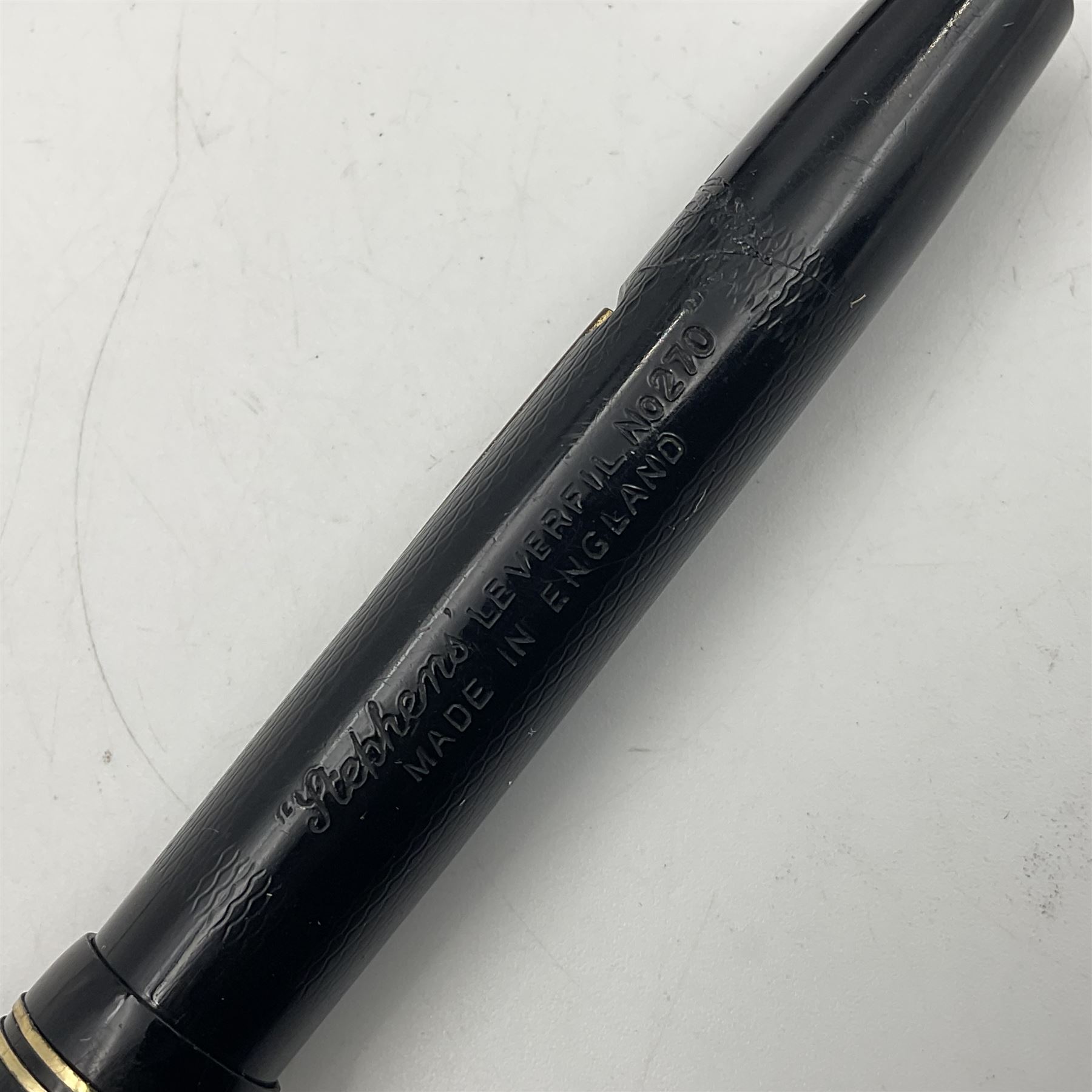 Five fountain pens, to include Stephens no 270, Curzon Typhoo, WHSmith The Wembley Pen and the Nectar, all with 14ct gold nibs  